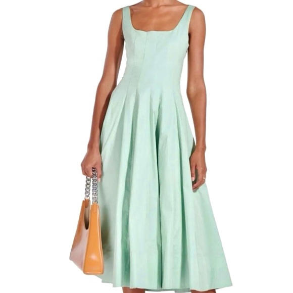 🌺🎉HP🎉🌺 NWOT Staud Wells Midi Dress Sage - Picture 2 of 16
